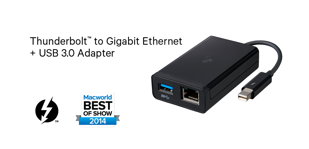 Thunderbolt Gigabit + USB 3.0 Adapter